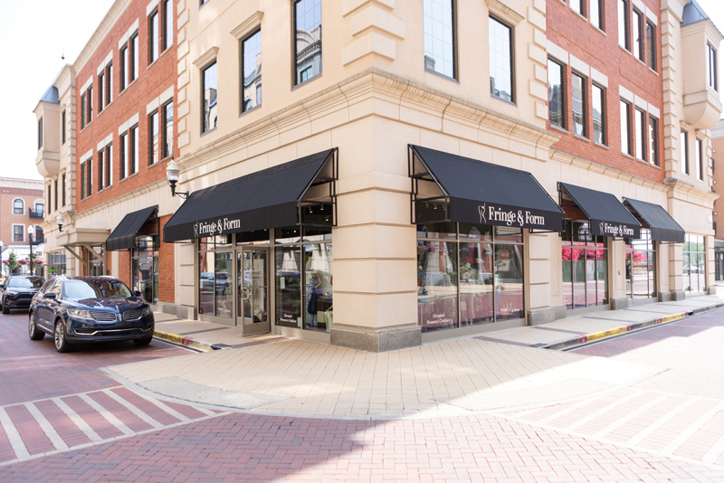Fringe Form Carmel City Center Fringe & Form women's boutique sits on the corner of Hanover Place in Carmel City Center